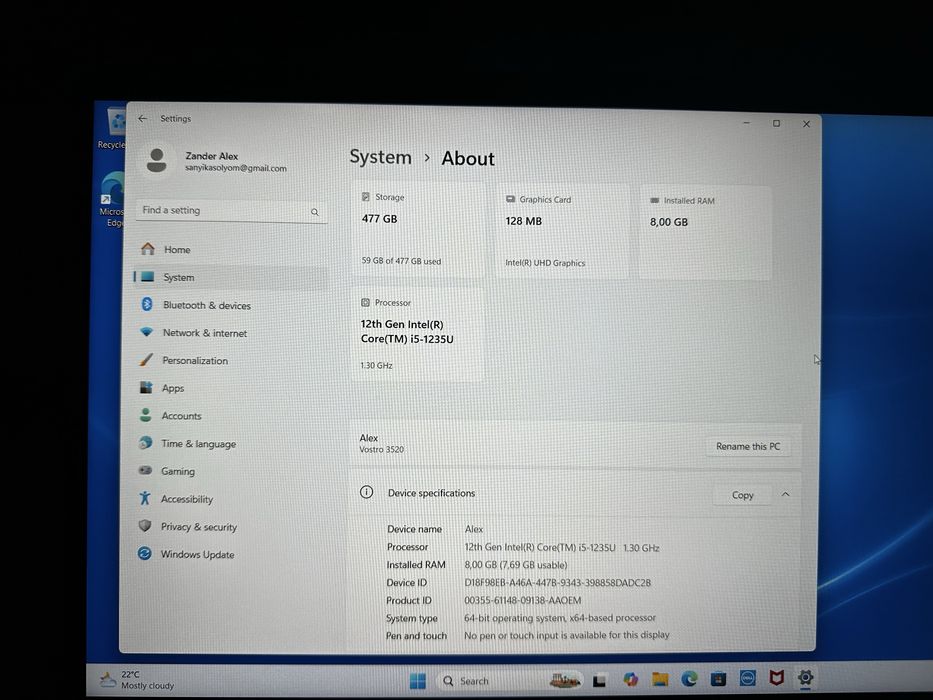 Vand leptop Vostro 3520
