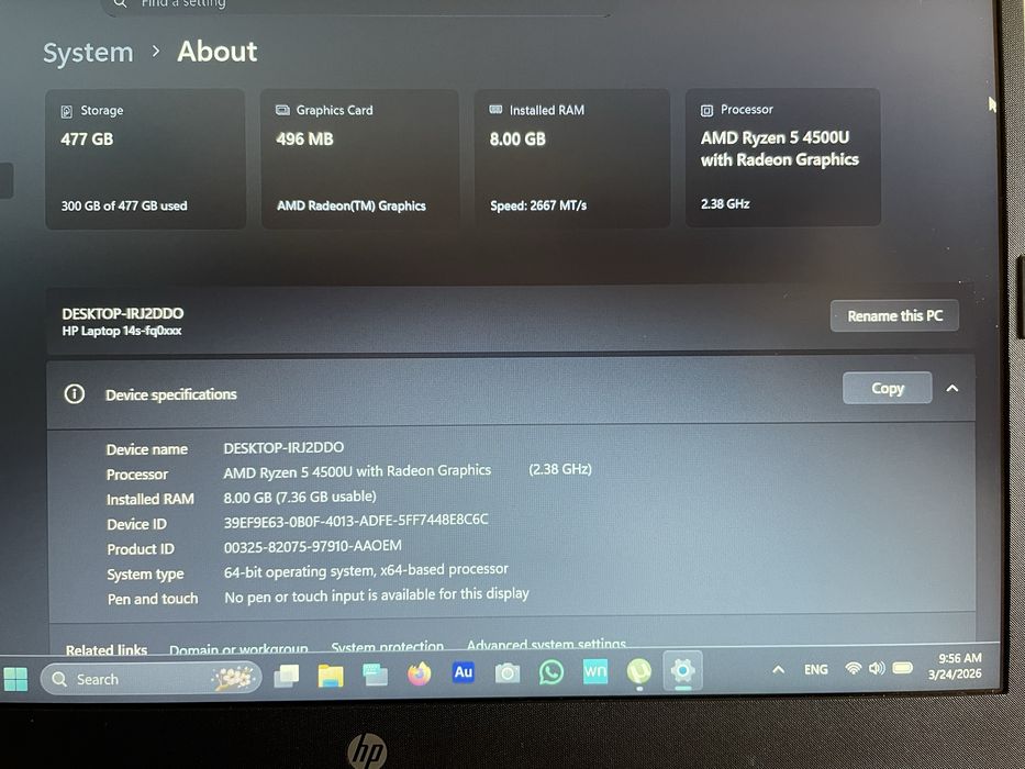 Laptop hp model. 14 s-fq0001nq