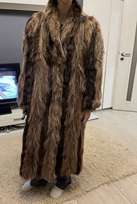 Кожено палто миеща мечка/енот/