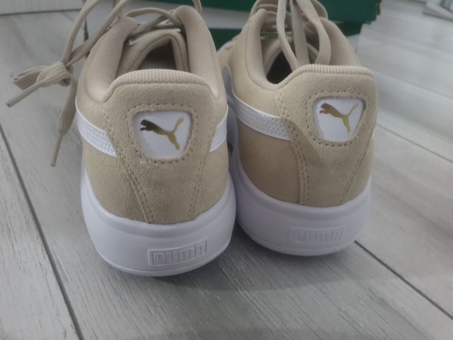 Adidasi puma cu cutie noi bej piele intoarsa naturala mayu 38 noi