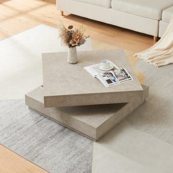 Măsuță de cafea modernă aspect beton 76 x 76 cm x 38