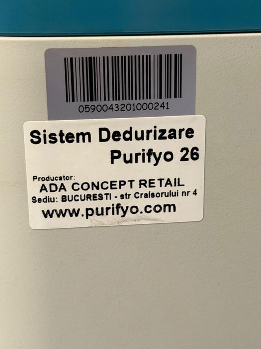 Statie dedurizare apa Purifyo26litri