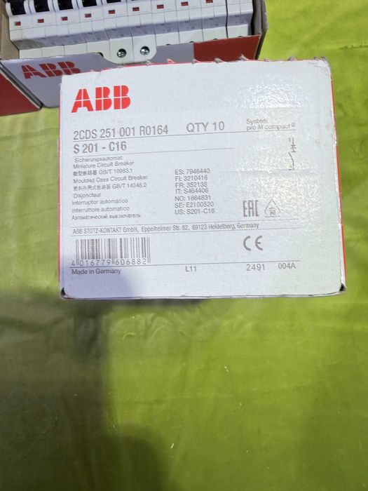 Lot 24 siguranțe automate ABB S201 B16 și C16 – 6 kA