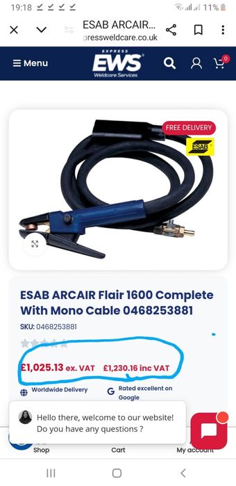 Arcair Flair 1600, portelectrod craituire NOU, fara cablu