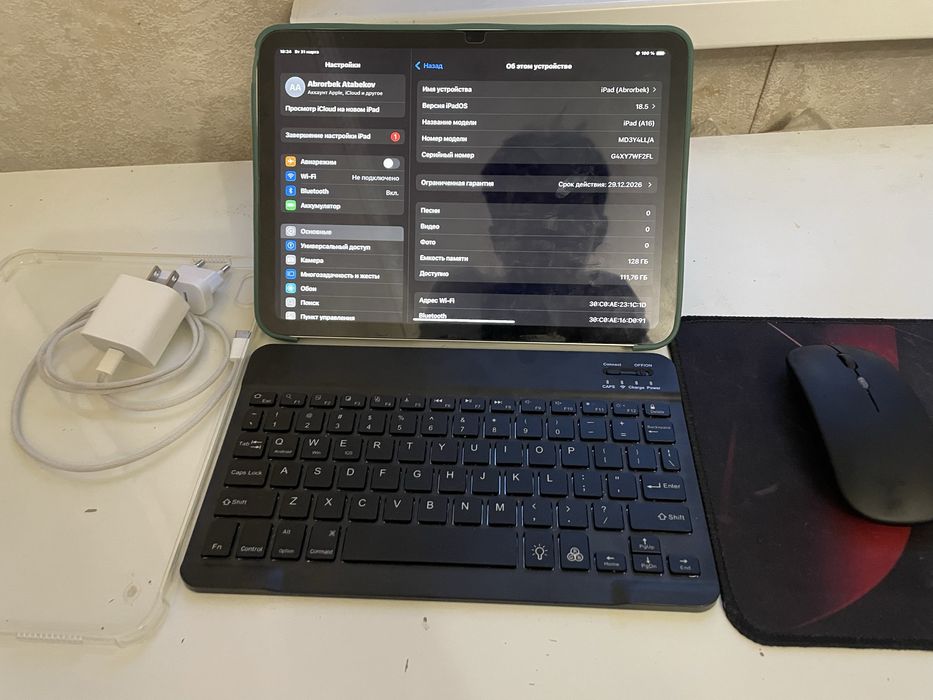 Ipad A16 128гб 100% Акб серебристый