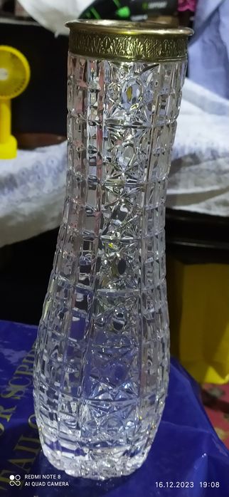Хрустальная ваза серебро