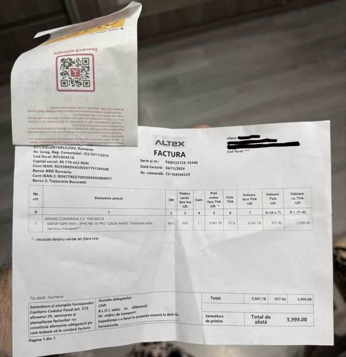 Vând iPhone 16 Pro alb