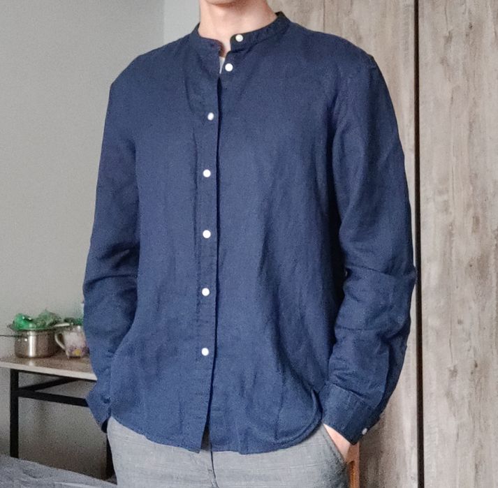 Рубашка зара синяя