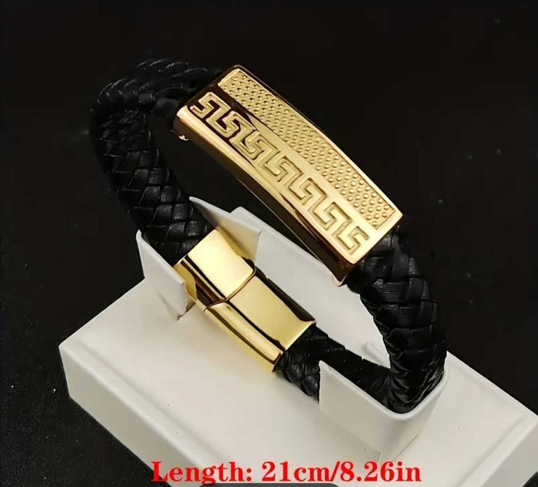 Луксозни мъжки кожени гривни с елементи Версаче