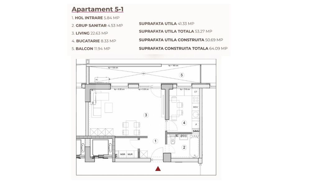 Studio 53.27 mp intr-un ansamblu cu 0% Comision la Achizitie — fotografia 1