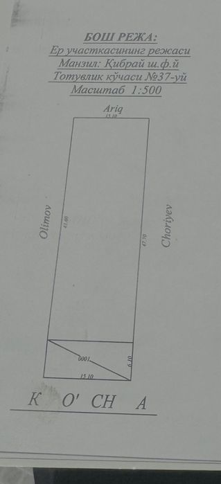 Кибрай центр. Бугор земельный участок 8сот.Вдоль реки Бозсувт