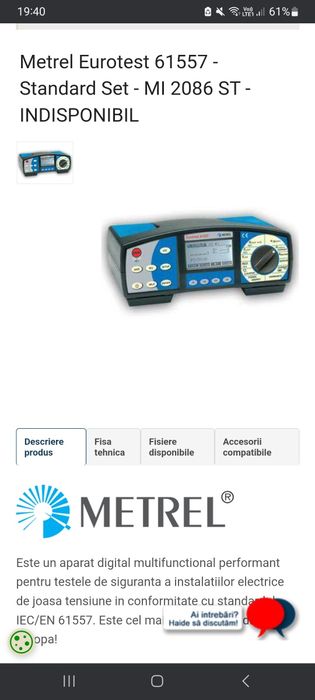 Metrel tester de instalatii electrice de joasa tensiune
