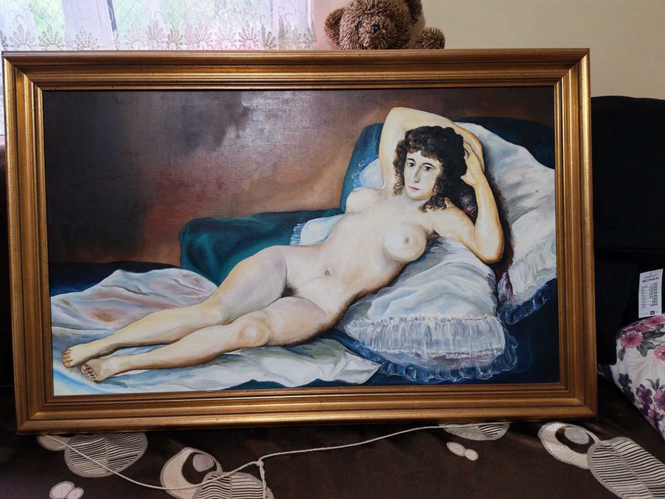 Tablou Mare Ulei Nud - Ramă Foiță Aur