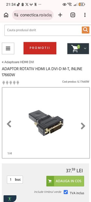 Set 2x Adaptor DVI-I la HDMI – flexibil