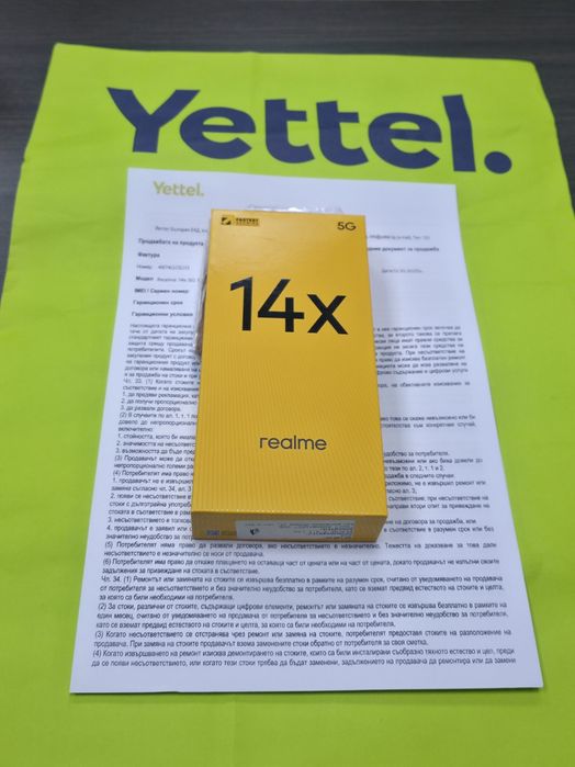 ЗАПЕЧАТАН 128GB Realme 14x 5G Гаранция Yettel 2028 Carbon Black /Черен