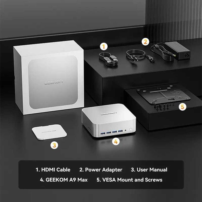 Mini-PC GEEKOM A9 Max, Ryzen AI HX 370, 32GB RAM, 1TB ssd, Radeon 890m, nou full box