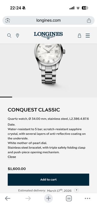 Ceas Longines cu diamante