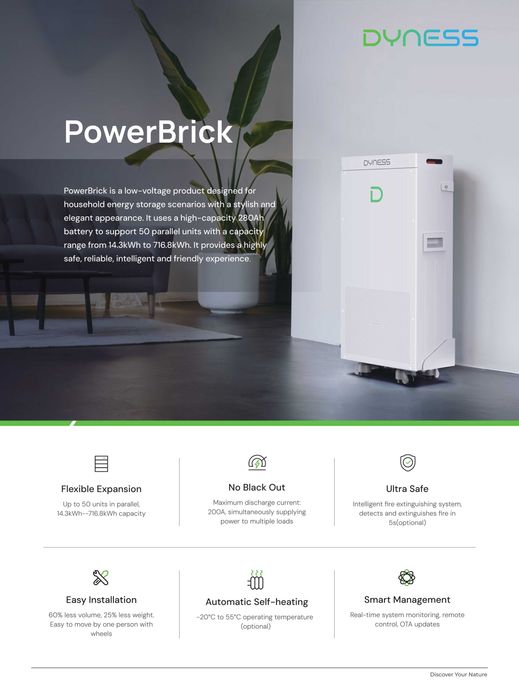 Baterie solara Dyness 14.33 kWh 51.2V LFP cu BMS integrat - PowerBrick