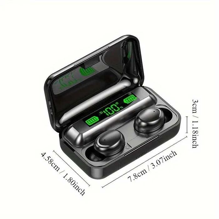 Безжични слушалки F9-5 с Powerbank 3300mAh, Водоустойчиви, Черни