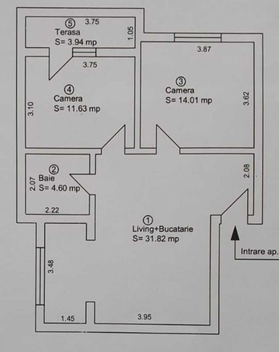 Apartament 3 camere mobilat, utilat Turnisor Alma Sibiu