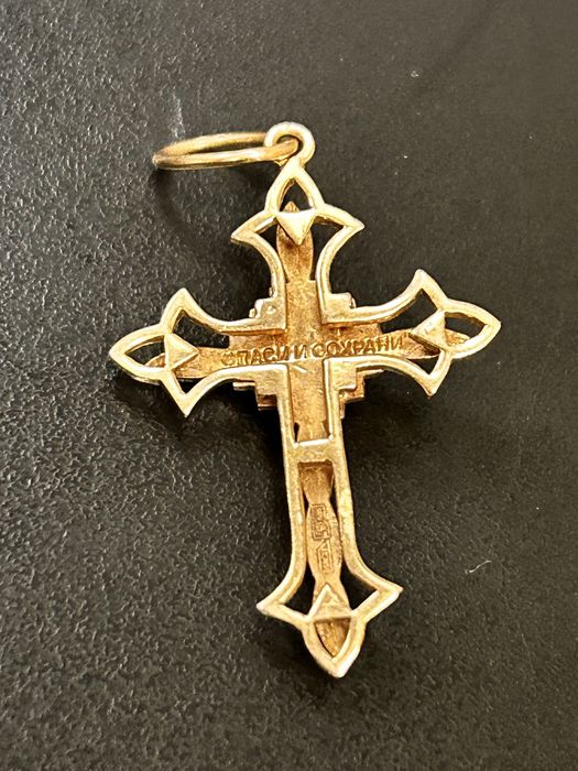 Крестик красное золото 585