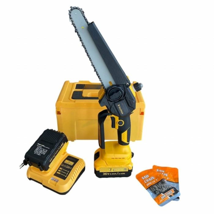 Акумулаторна Резачка 36V 8Ah с Шина 15 см – Трион с Автоматично Смазва