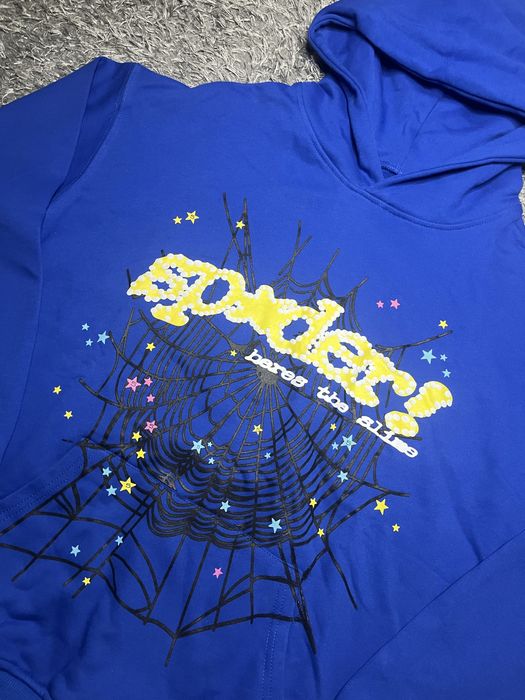 Sp5der hoodie Blue, Спайдър Топ цвят/материя