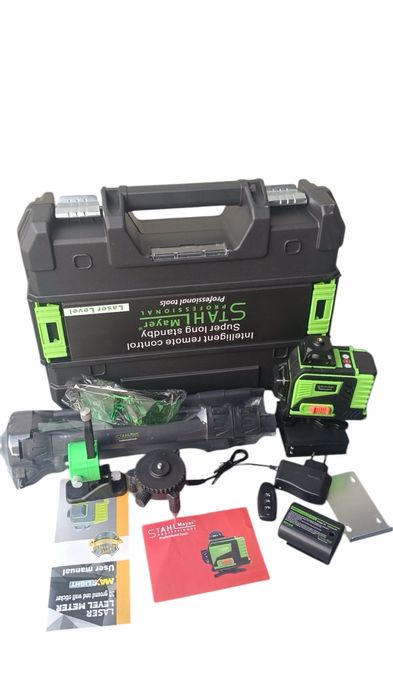 Немски 4D ЛАЗЕРЕН НИВЕЛИР С 16 ЛИНИИ StahlMayer ПОДАРЪК стойка тринога