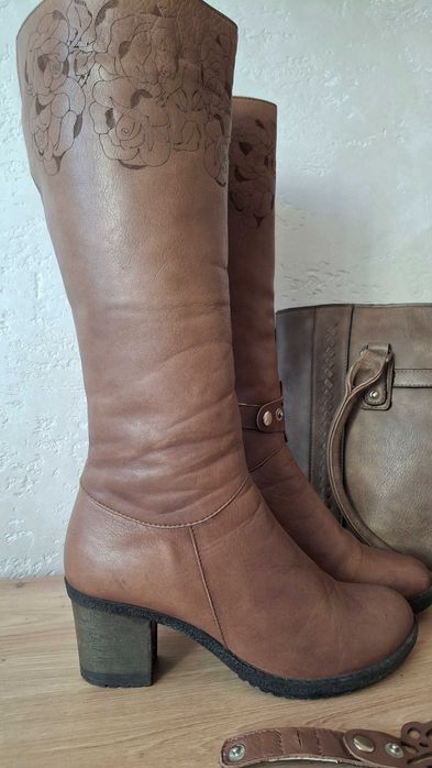 Ботуши естествена кожа N39, чанта