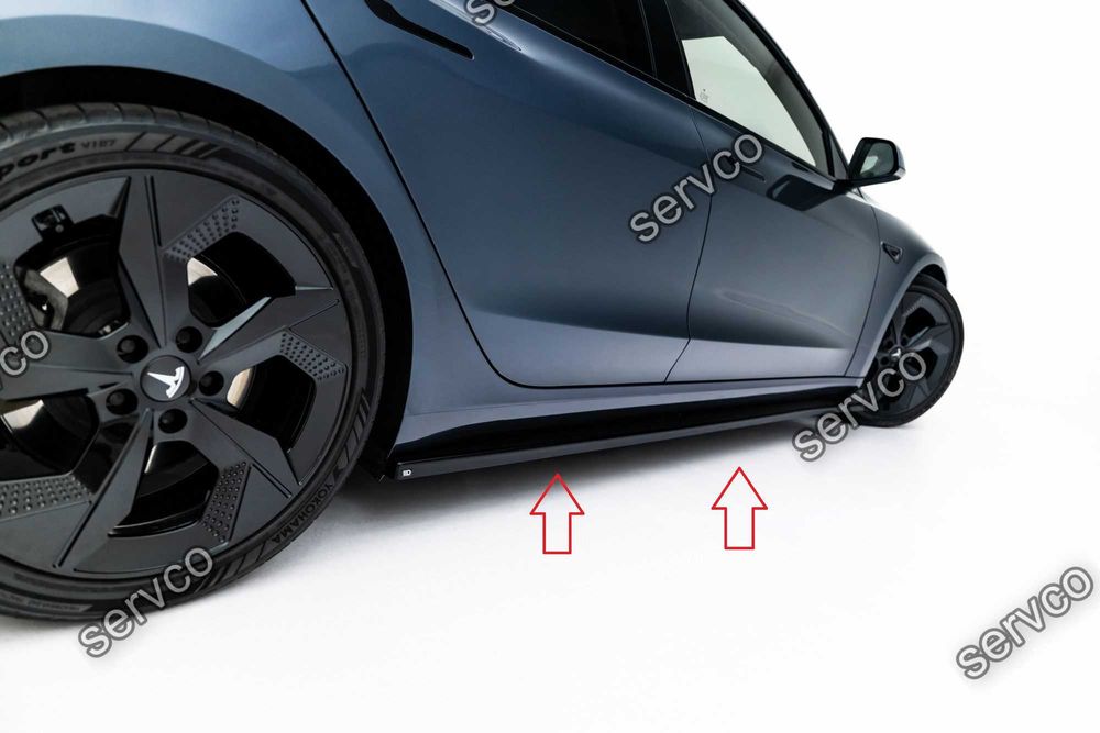 Pachet Set Splitter Exterior Lip Prelungiri Body kit tuning Tesla Model 3 2017-2023 v4 - Maxton Design