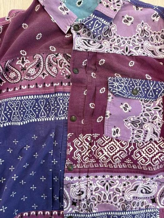 Kapital Reversible Bandana 1st Flannel Button Up Jacket Purple Sax