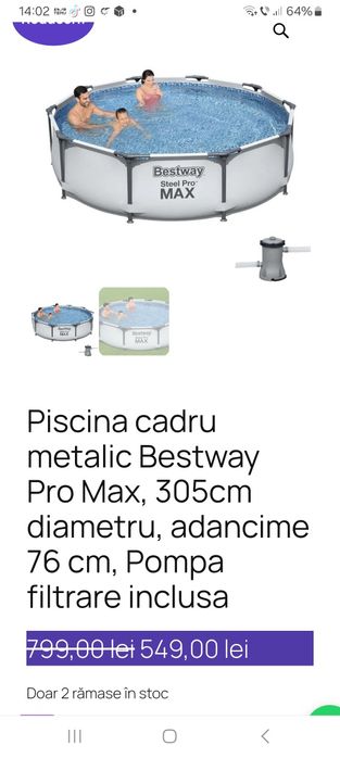 Piscina cu cadru metalic  BESTWAY