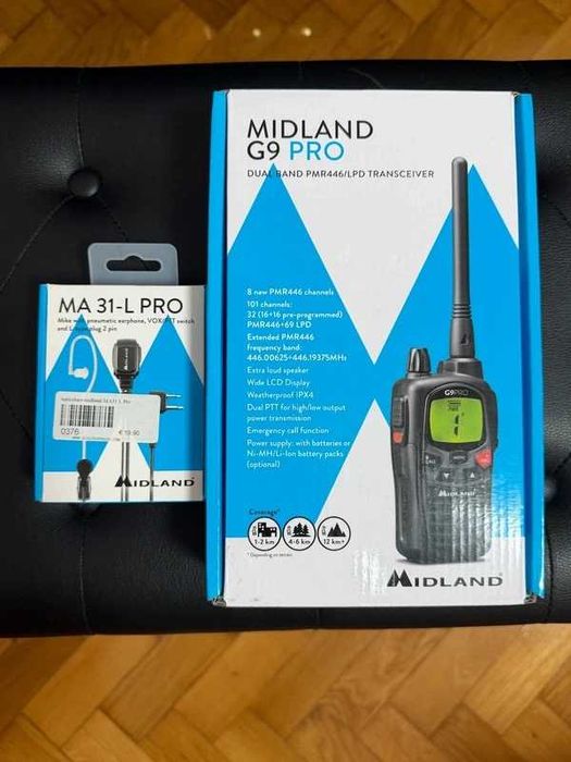 Statie radio Midland G9 Pro PMR446 cu casca MA31-L Pro