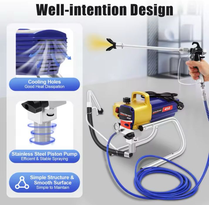 Професионална машина за безвъздушно боядисване 1500 W/2,2 л. модел 450