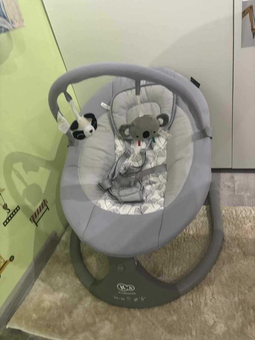 Електрически шезлонг/люлка KinderKraft, 2 в 1, LULI, Сива