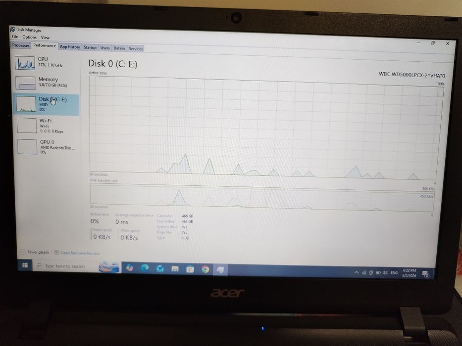 Laptop Acer Aspire 6 GB Ram HDD 500GB