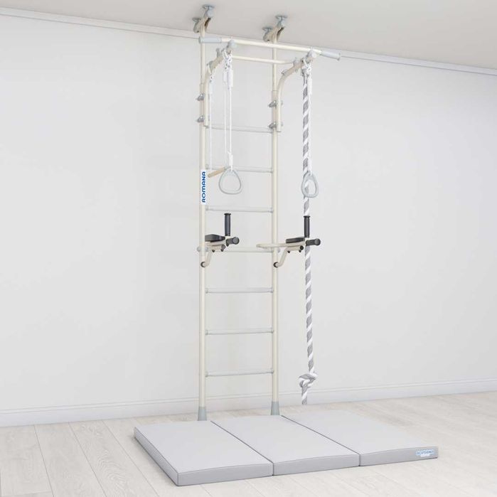 Шведская стенка Romana R5 + навесные брусья +  мат в 3 сложения