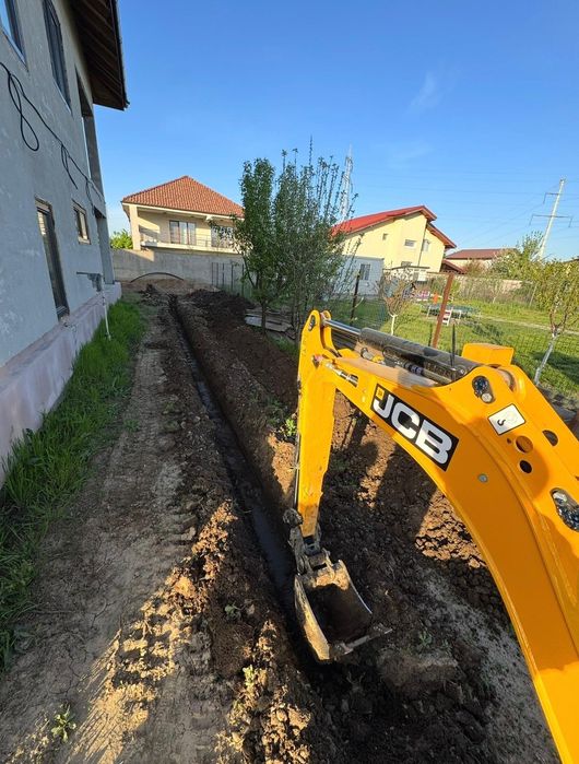 Închiriere Miniexcavator, săpături șanțuri apa,canalizare,curent,drena
