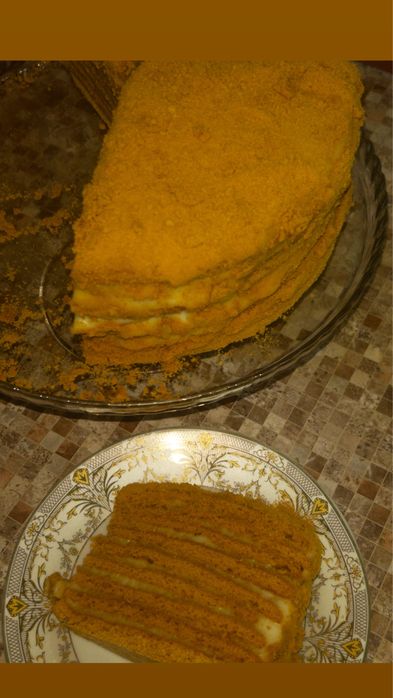 Медовый торт с заварным кремом