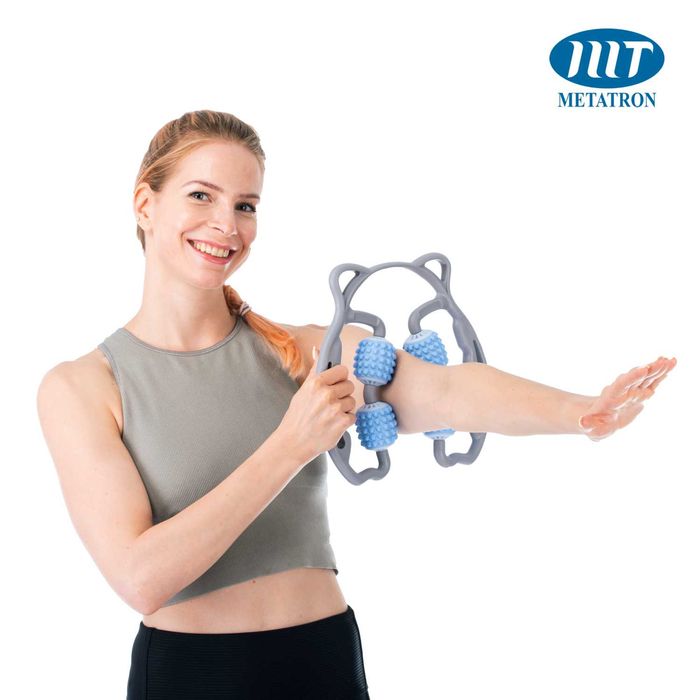 Aparat pentru masaj muscular de relaxare, cu role moi din silicon, pentru brațe, gât, șolduri, picioare