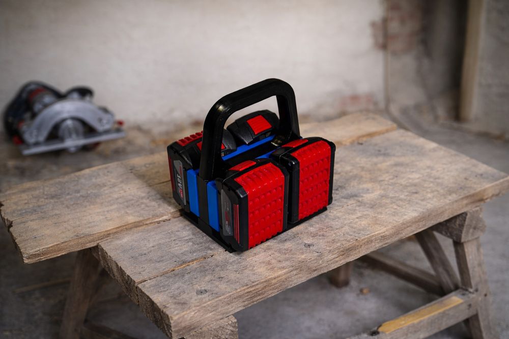 Suport 8 acumulatori Bosch 18V geanta transport