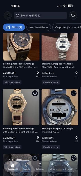 Ceas Breitling Aerospace Chronometre Titanium schimb cu omega tudor iwc
