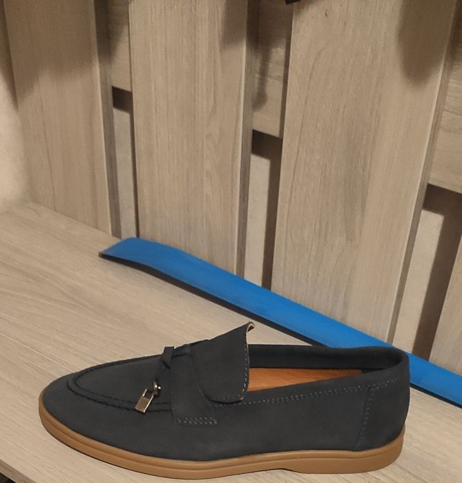 Макасины синего цвета тупецкие