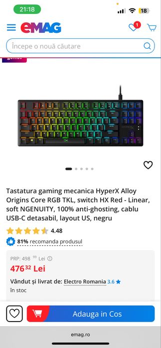 Tastatura mecanica Hyperx mecanica