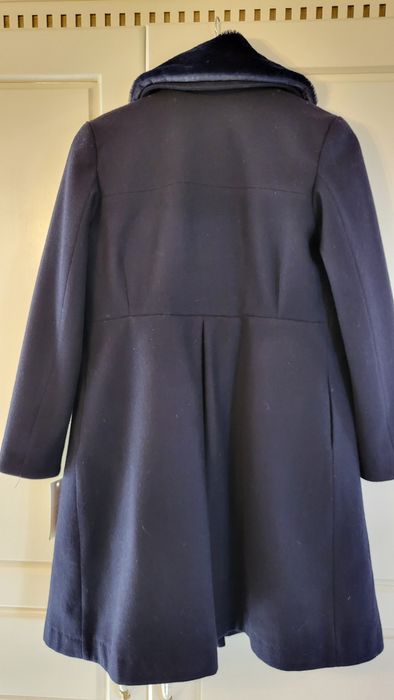 Palton lana, toamna- iarna, fete 158 cm-164 cm, bleumarin