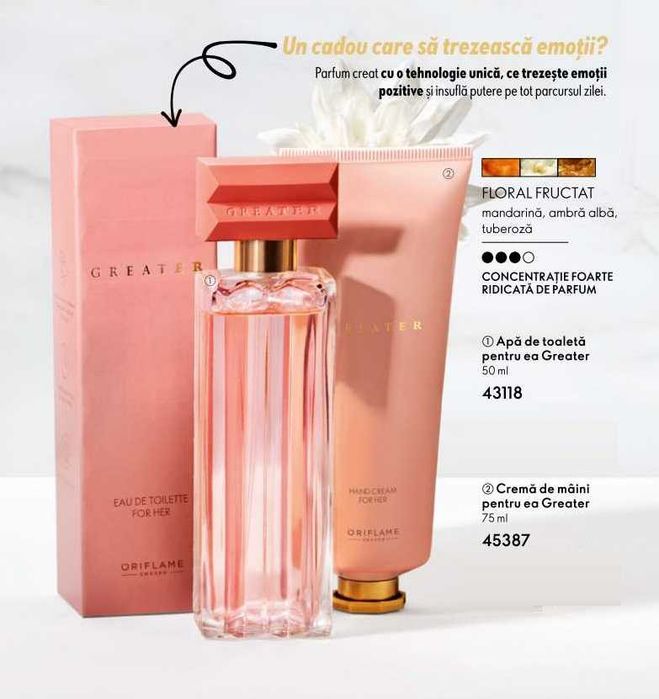 Set Greater pentru ea Oriflame ( apa de toaleta+ crema de maini )