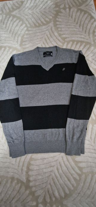 Pulovar bluza gri cu dungi negre