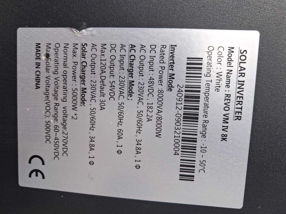 Invertor solar 8kW Hybrid- REVO VM IV  – 48V – 2 MPPT – Funcțional – P