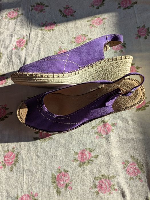 Sandale dama din piele întoarsă mov mărimea 41