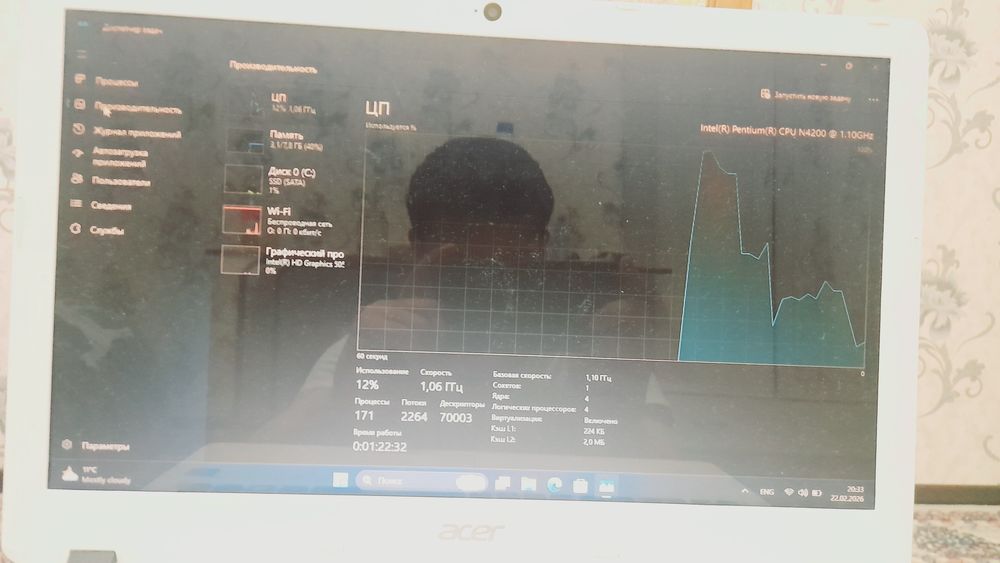 Notbok Acer brendi ostidagi.